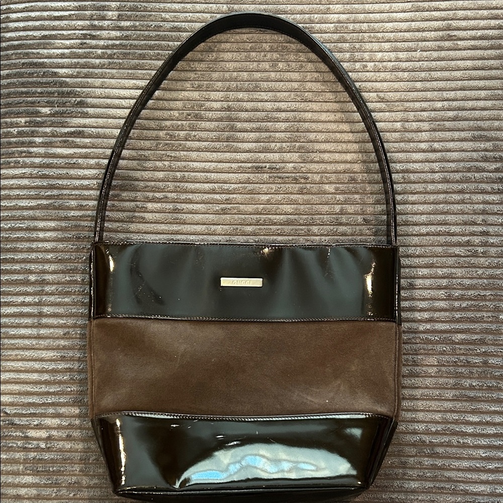 Gucci Tom Ford Era Patent and Suede Shoulder Bag